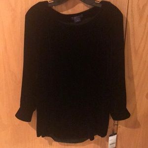 W by Worth Black Velvet Tunic Top Sz L NWT